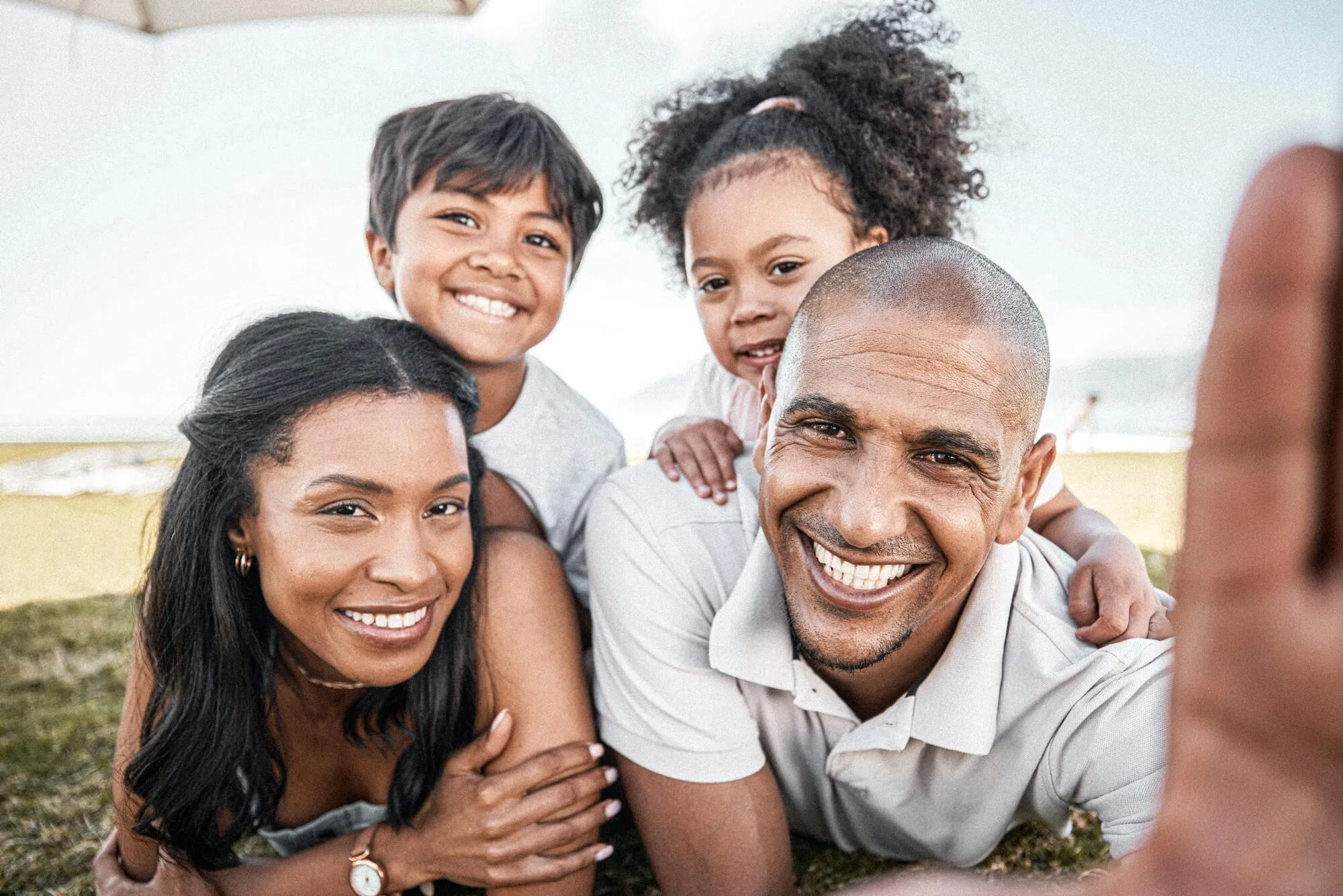 A family enjoying at beach