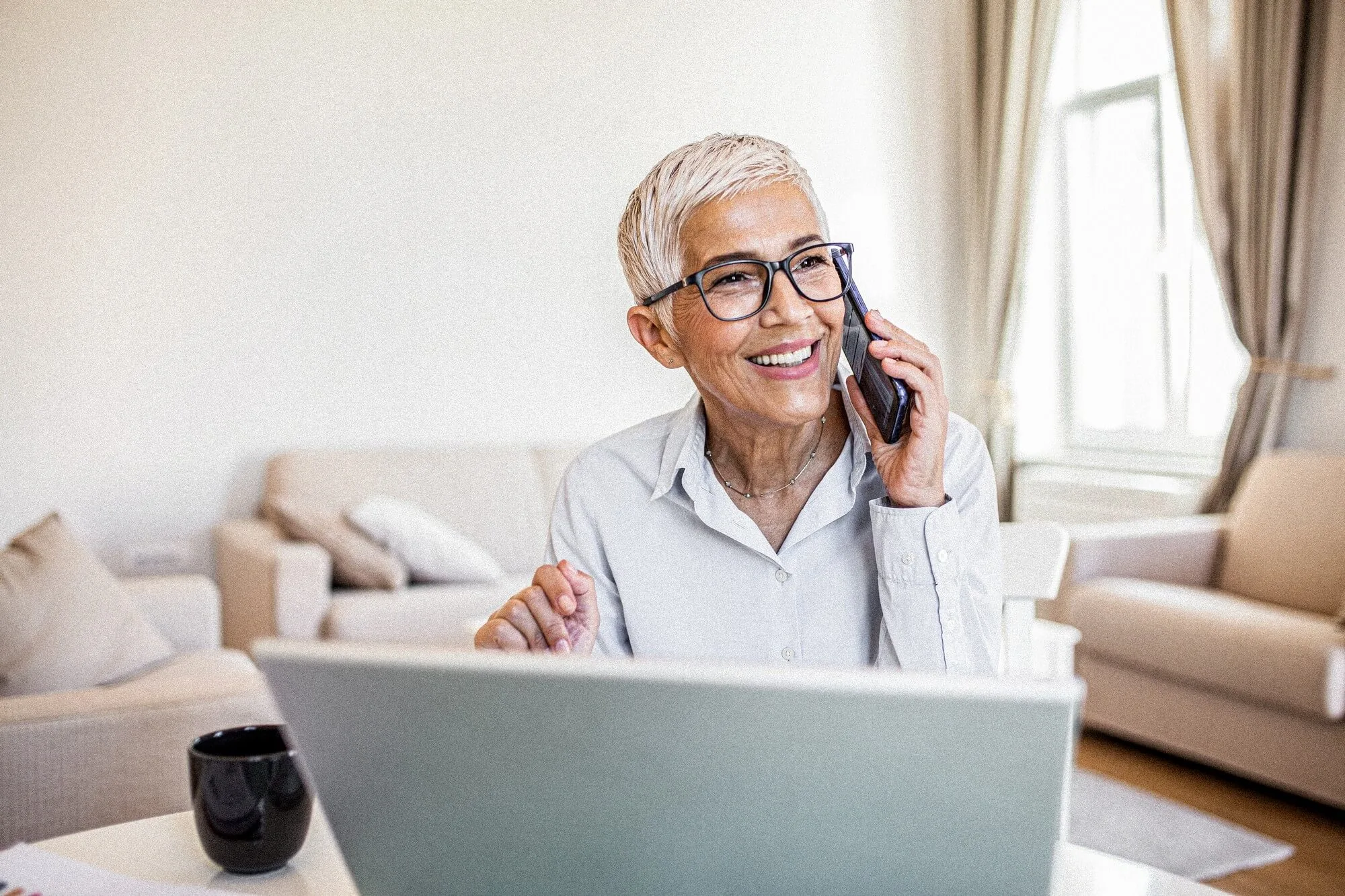 Old women talking over phone