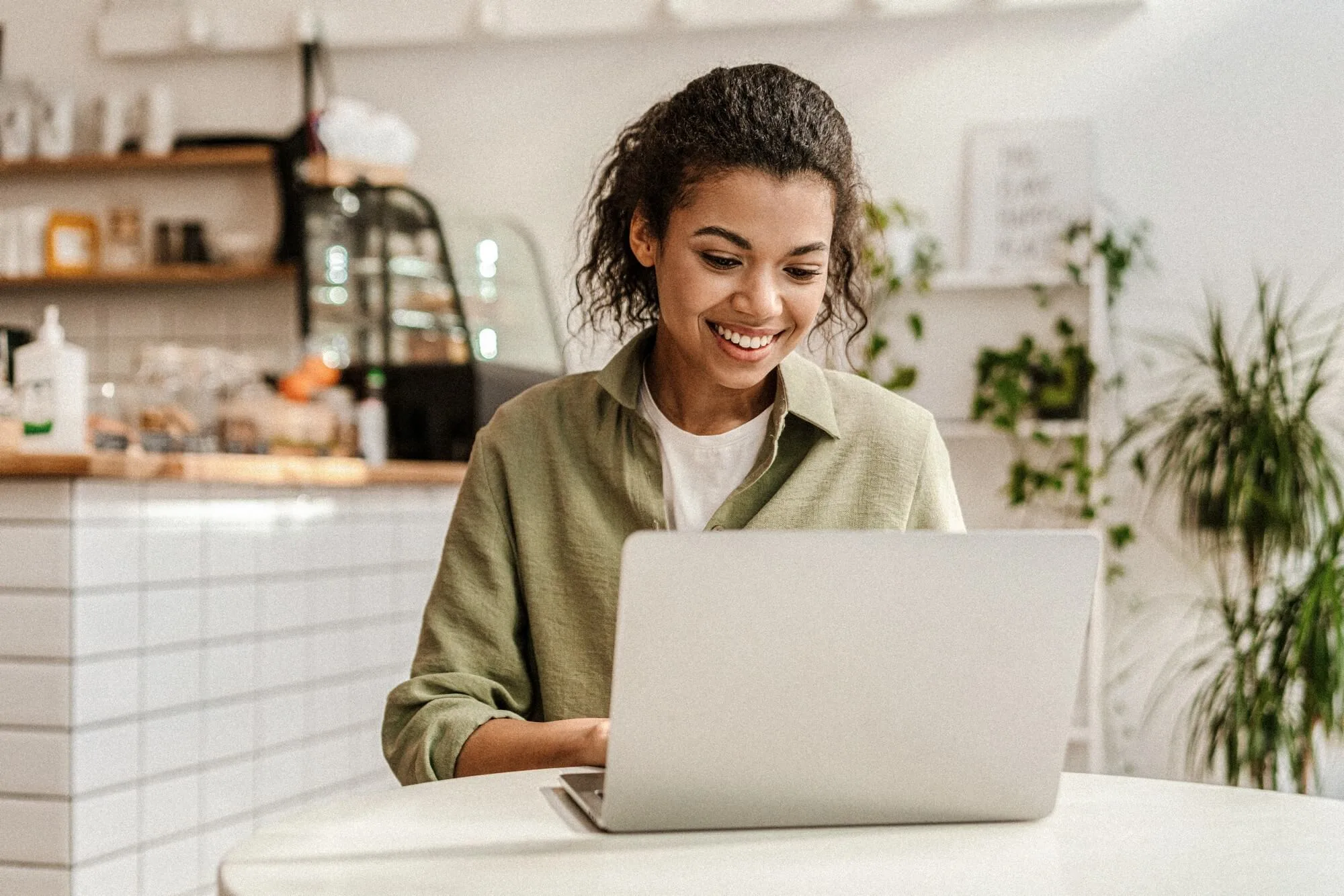 Girl using laptop