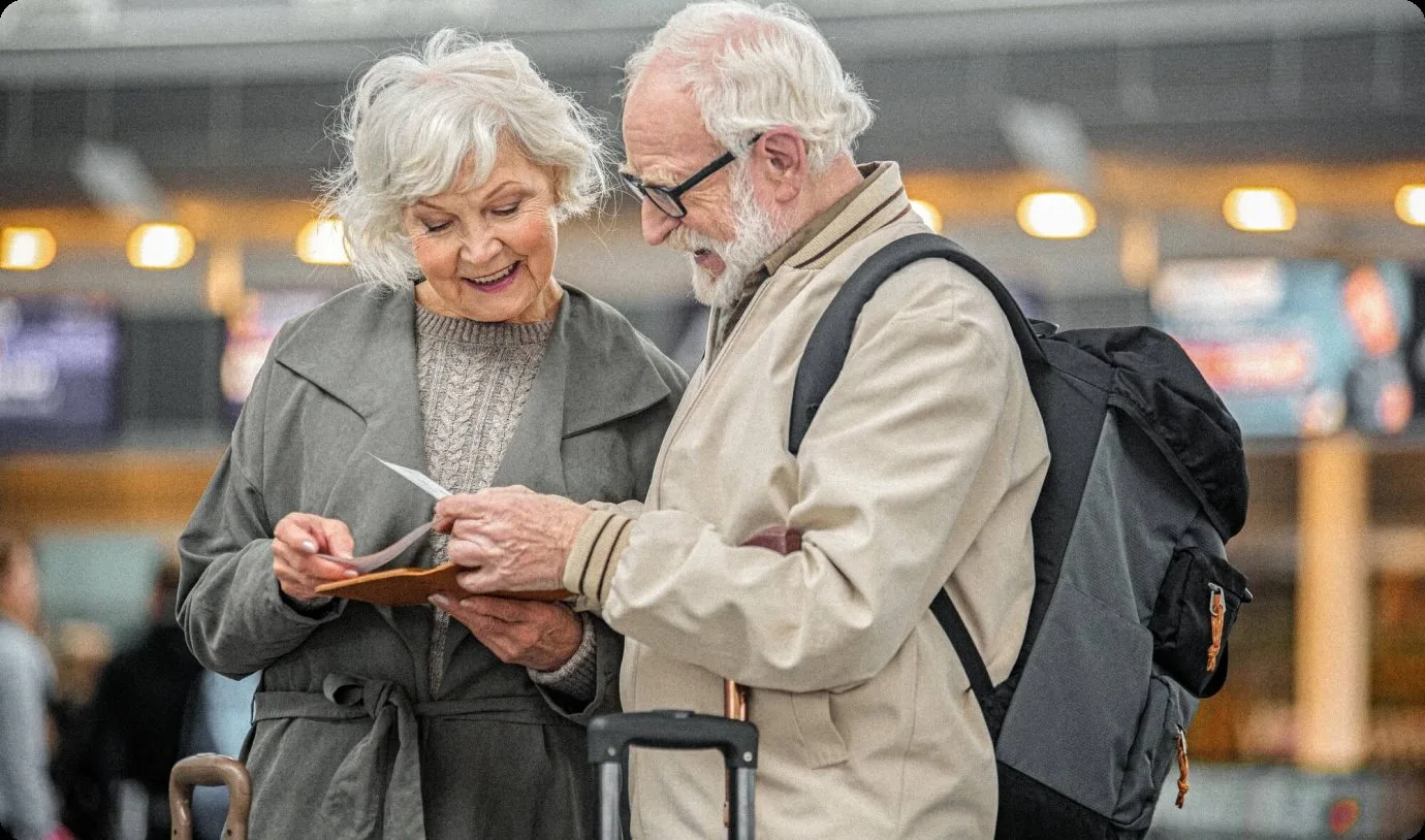 Senior travelers needing an emergency dental visit